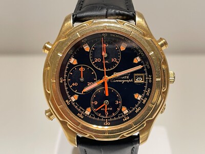 VINTANGE SPORT LUXURY GOLD PLATED ALARM CHRONOGRAPH MEN'S WATCH
