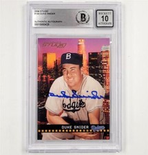 Duke Snider signed 2004 Donruss Studio card #100 ~ Beckett BAS 10 auto