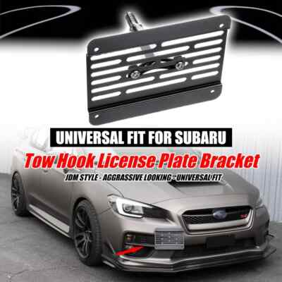 For Subaru WRX STI Front Bumper Tow Hook License Plate Relocator Bracket Mount