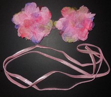 NEW/PKG BALLET DANCE PKT 2 Pink/Orchid Flowers Foil Candy Pink Waist Tie Girls