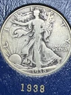 1938 P WALKING LIBERTY HALF DOLLAR SILVER COIN F - VF
