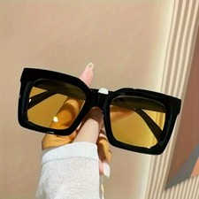 Women sunglasses square Fashion Black  Yellow UV 400 sun shades.