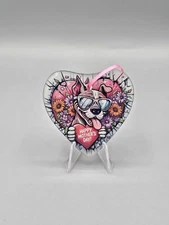 A Cool Pit Bull Dog With Heart Happy Mother's Day Glass Heart Shaped Ornament