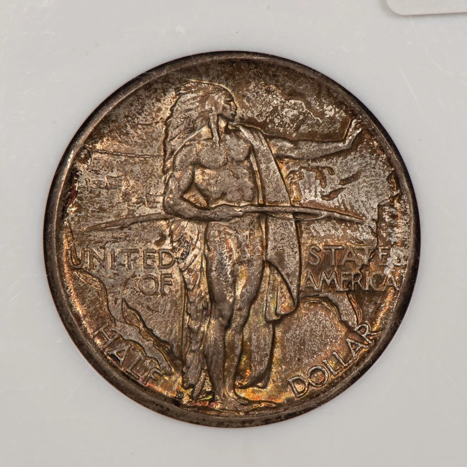 1937-D 50c Oregon Half Dollar - PQ Rainbow Tab Toning VIDEO - NGC MS 67 - B3189 - Image 3 of 4