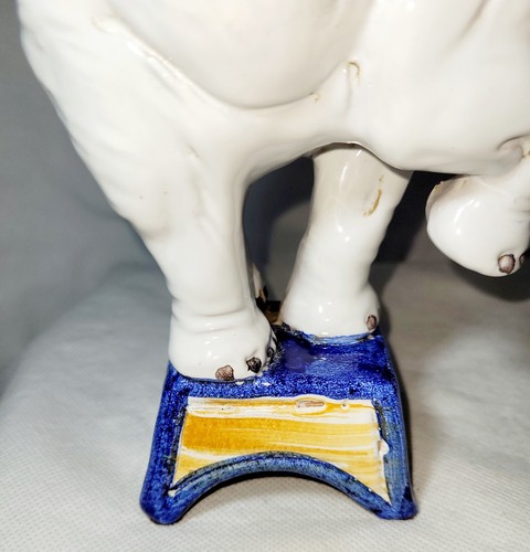 Pair Of Italian Majolica Pottery White Circus Elephant Figurine Statues/Italy - Picture 13 of 24