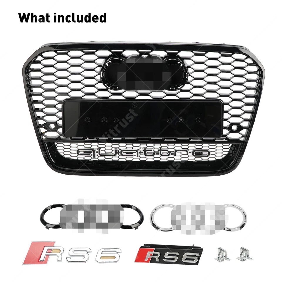 Для 2012-2015 Audi A6 S6 C7 RS6 передняя решетка радиатора верхняя решетка с quattro - Изображение 2 из 4