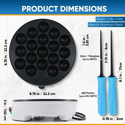 Takoyaki Maker Machine by with FREE Takoyaki Picks - Temperature