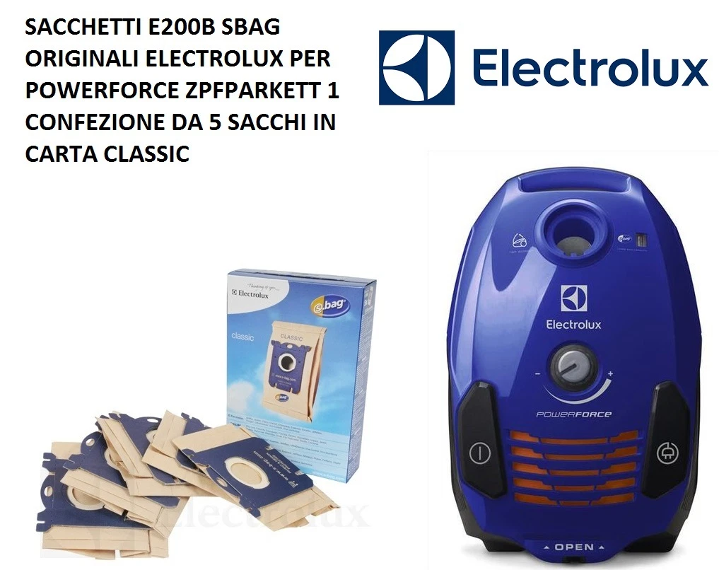 SACCHETTI ASPIRAPOLVERE ELECTROLUX SBAG E200S POWERFORCE ZPFPARKETT  ORIGINALI