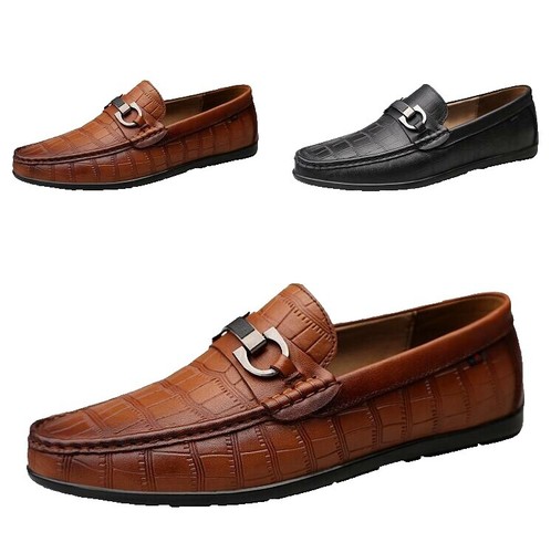 Mens Casual Dress Shoes Black Croc Woven Leather Loafers Sz 11 M Paul Fredrick Mens Casual Dress Shoes Black Croc Woven Leather Loafers Sz  main image 3