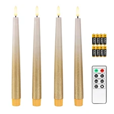 Fanna 9.6" Flameless LED Taper Candles with Timer in Real Wax, Battery Operat...