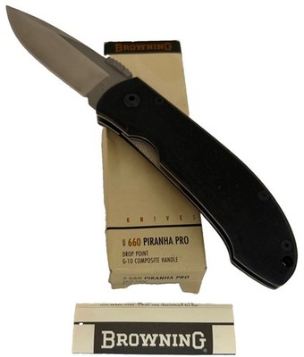 Browning 660 Piranha Pro Knife ATS-34 G10 Titanium Japan Box NOS VINTAGE.