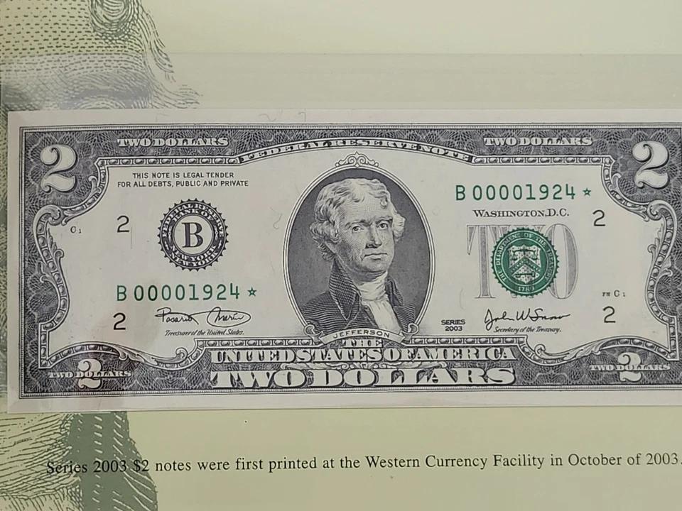 2003 $2 PREMIUM FEDERAL RESERVE SET # 1924 12 District Star Note SET UNC/GEM - Image 4 of 4