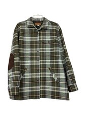 Pendleton Plaid Button Lambswool Elbow Patch Jacket
