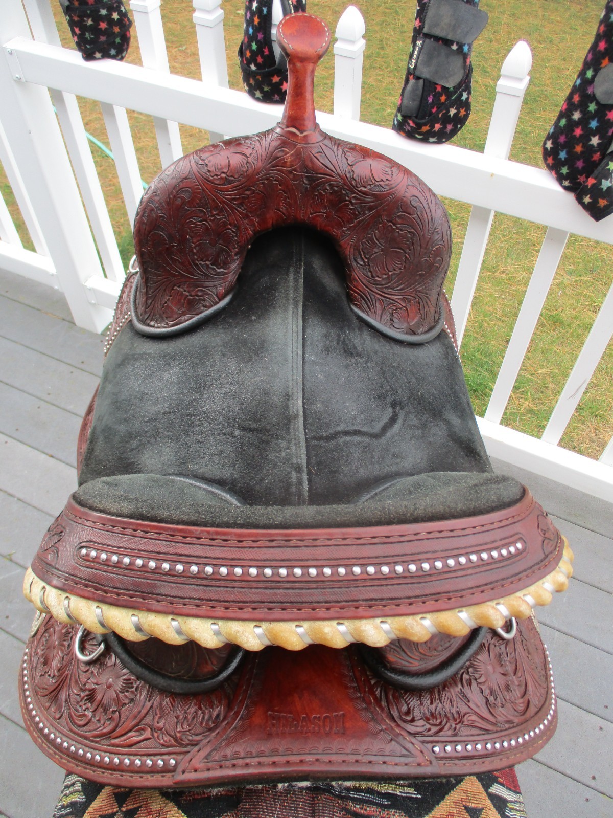 15'' HILASON Western Treeless Barrel/Trail  Leather Saddle | USA  6-8'' GULLET