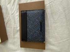 Burberry Blue Black Logo Men's Wallet Card Holder