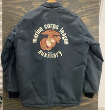 Vintage Marine Corps League Auxiliary Sherpa Lined Jacket M Chain Stitch