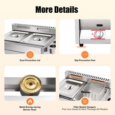 Gas Deep Fryer with Basket and Lid Commercial Deep Fryer Stainless Deep Fryer