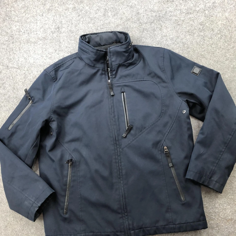 Tumi Tech Jacket Mens Medium Navy Blue Full Zip Stand Collar Tech Pockets Casual - Image 2 of 4