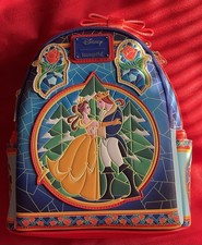 Loungefly Disney Beauty and the Beast Stained Glass Mini Backpack NWT