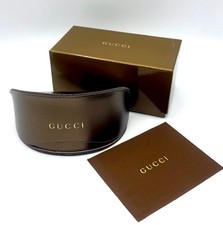 New Gucci Gold Soft Clam Shell Eyeglasses Sunglasses Case w/Cloth and Box
