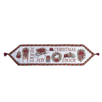 Merry Christmas Joy Enjoy Woven Table Runner 13 x 54 Inches