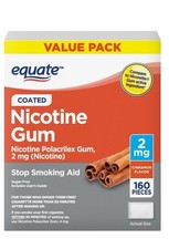 Equate Nicotine Gum 2 mg Cinnamon Flavor Stop Smoking Aid 160