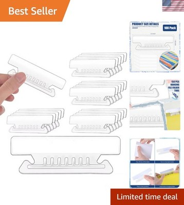100Pcs 3 1/2 Inch Hanging File Folder Tabs Plastic Tabs for Hanging File Fold...