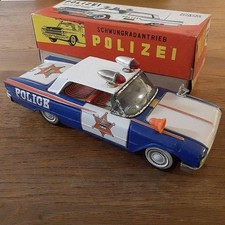 Vintage Ichiko Tin Ford Police Car Friction Drive w/Box Japan 1960s Rare Toy