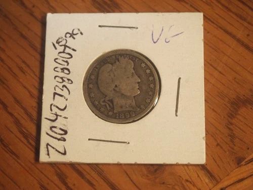 `1899 Barber Quarter, good + condition, 90 % silver