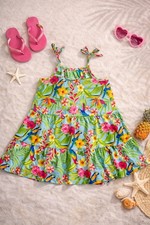 Tommy Bahama Dress Sundress Tropical Palm Floral Print Tiered Beach Size 2T