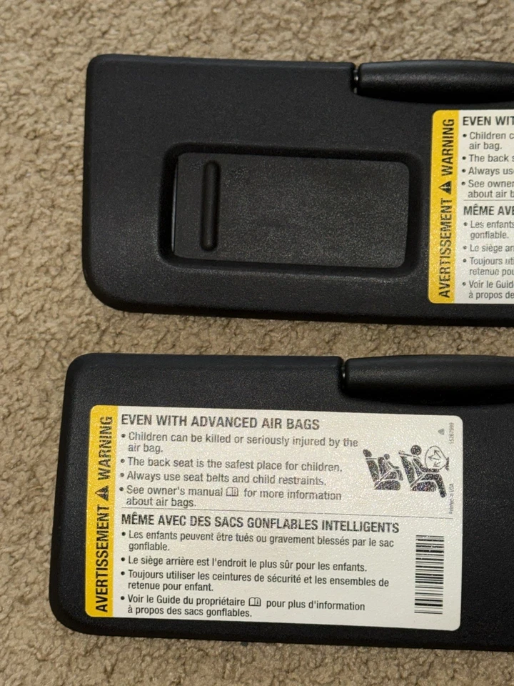 06-10 Pontiac Solstice Saturn Sky Plastic ebony Sun Visor Set Pair OEM - Изображение 3 из 4