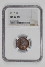 1917 LINCOLN WHEAT CENT NGC MS61 BN