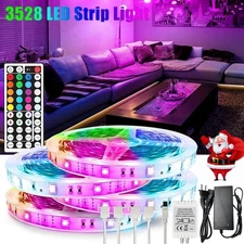 20m/65FT Flexible 3528 RGB LED Strip Light Remote Fairy Lights Room TV Party Bar