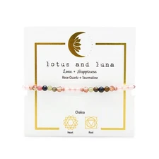 Lotus and Luna Love + Happiness Rose Quartz + Tourmaline Chakra Bracelet