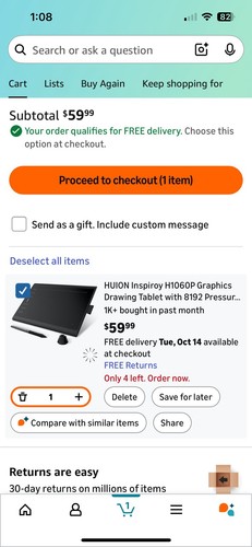 Open Box Huion H1060P Drawing Art Tablet Sketch Pad Pen Stylus USB Black, Bundle - Picture 2 of 5