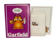 Vintage 1978 Mead GARFIELD Stationary Set/Lot +BOX 9 ENVELOPES & 18 PAPER SHEETS