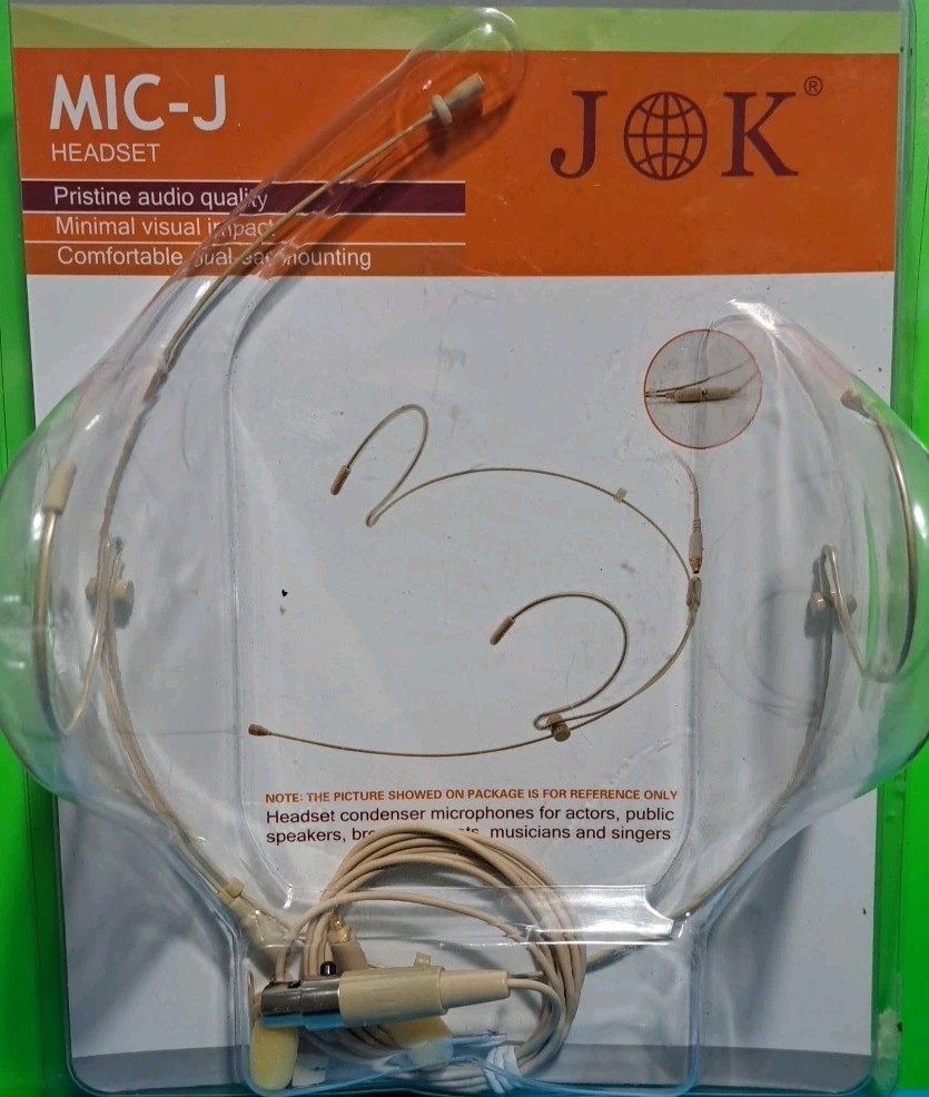 JK Global MIC-J Earhook Headset Microphone 071S Mini XLR TA4F Cable  NEW