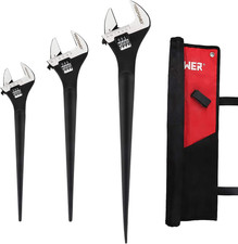 MAXPOWER 3-Pieces Spud Wrench, 10-Inch 12-Inch 16-Inch Adjustable Wrench Set wit