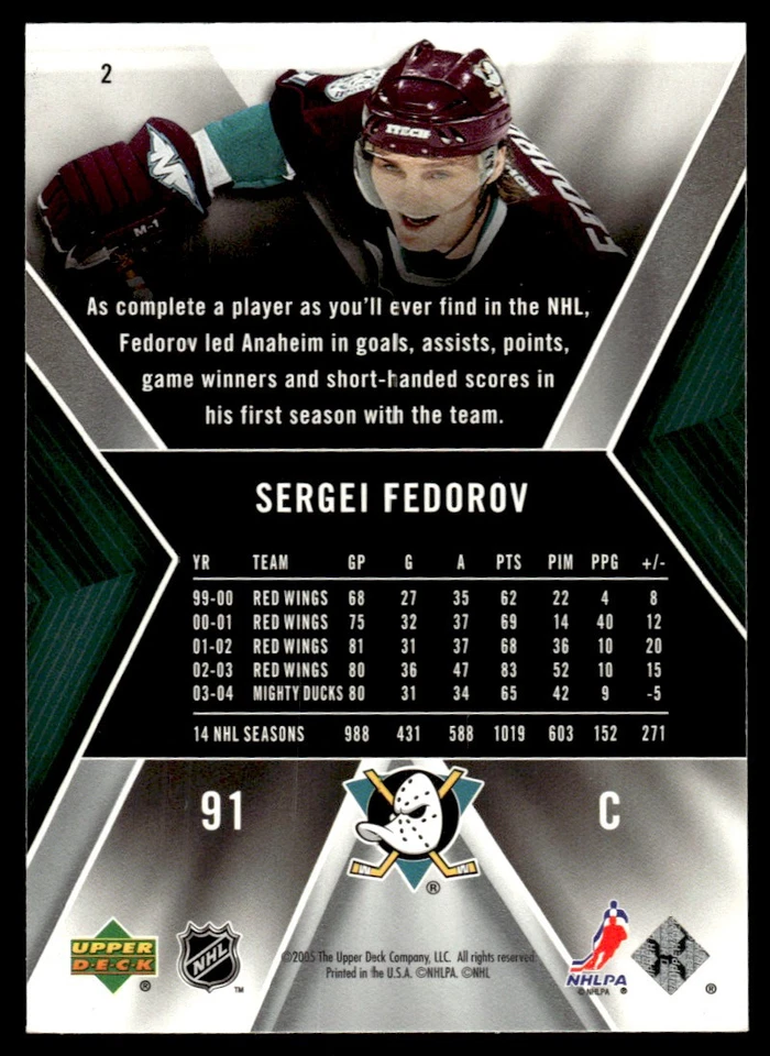 2005-06 SPx ! Sergei Fedorov Anaheim Mighty Ducks #2 - Image 2 of 2