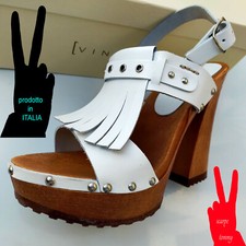 Zoccoli  DONNA 38 Pelle TACCO Alto  -50% sandali scarpe ITALIA VV