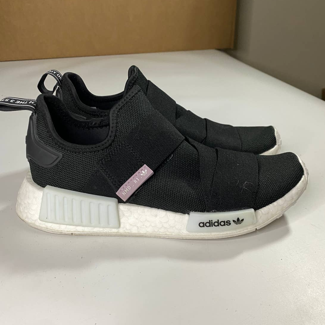 Adidas NMD R1 Core Black Cloud White Slip on Sneakers Women's 8 | eBay