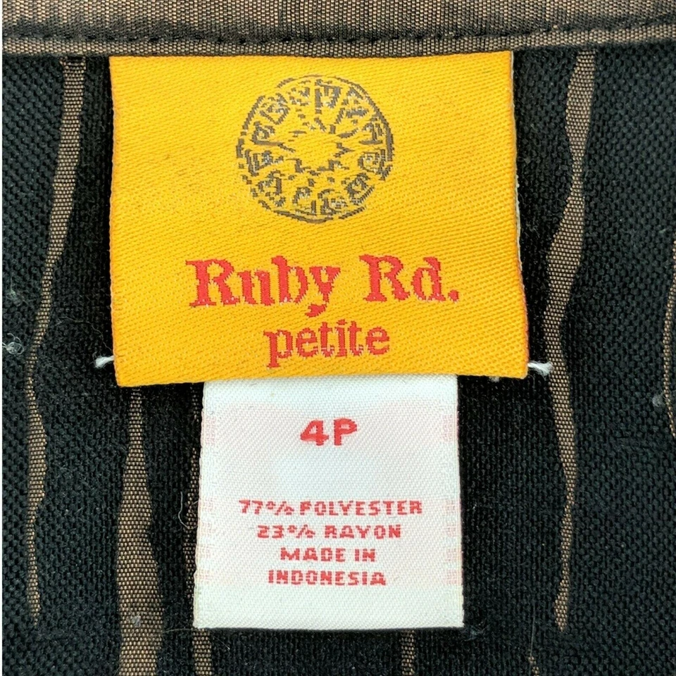 Ruby Rd Jacket Womens 4 Petite Brown Button Front Lightweight - Image 4 of 4