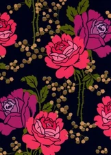 Pink Roses On Navy Blue & Gold Blank Note Cards By Hallmark - Set of 6