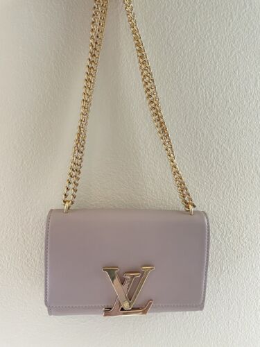 Louis Vuitton Tan Louise GM Leather Bag with Gold Chain Strap