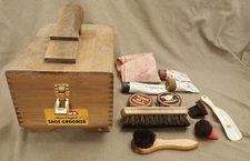 Vintage Kiwi Hand Crafted Shoe Groomer Wooden Shoe Shine Box With Accessories