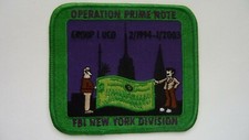 FBI Patch: OPERATION PRIME NOTE - New York Undercover Opt 1994-2003 - Purple #58