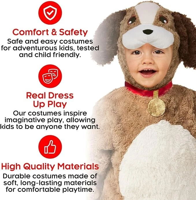 Lindo disfraz de cachorro para niños pequeños niños niñas bebé perro animal traje + juguete 1 - 6 años Foto 4 de 4