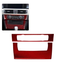 For BMW 3 Series E90 E92 E93 05-12 Red Carbon Fiber Console CD Panel Cover Trim