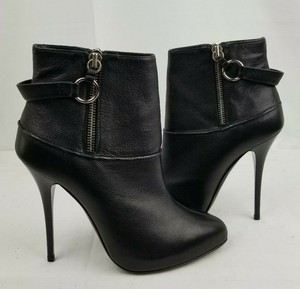 black leather ankle boots stiletto