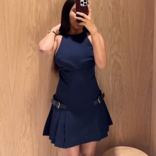 NWT ZARA Mini Dress With Side Buckle Loops Navy Blue 4764/261 Sizes XS, S